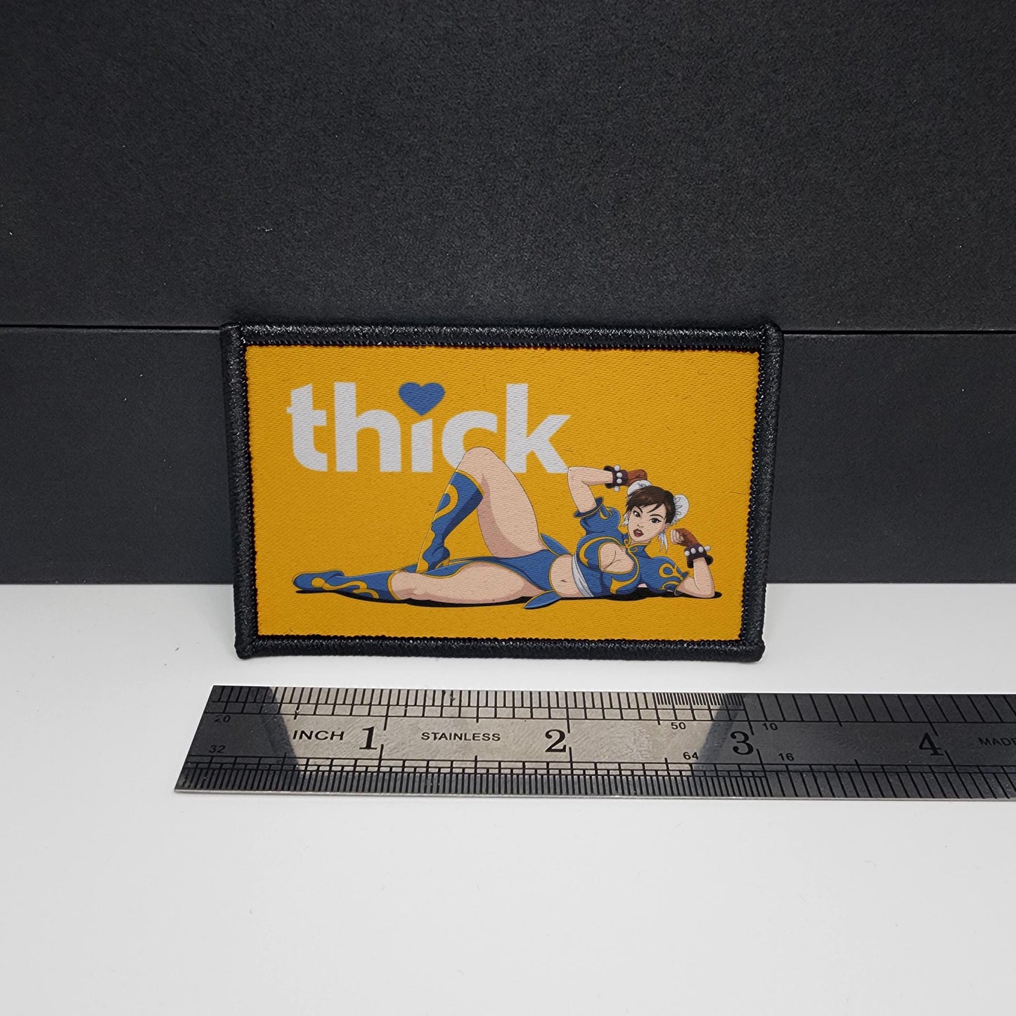 Thick Hearts – ChinLi morale patch – sexy - anime - waifu - 2x3 inch – hook and loop - iron-on – interchangeable patch hat