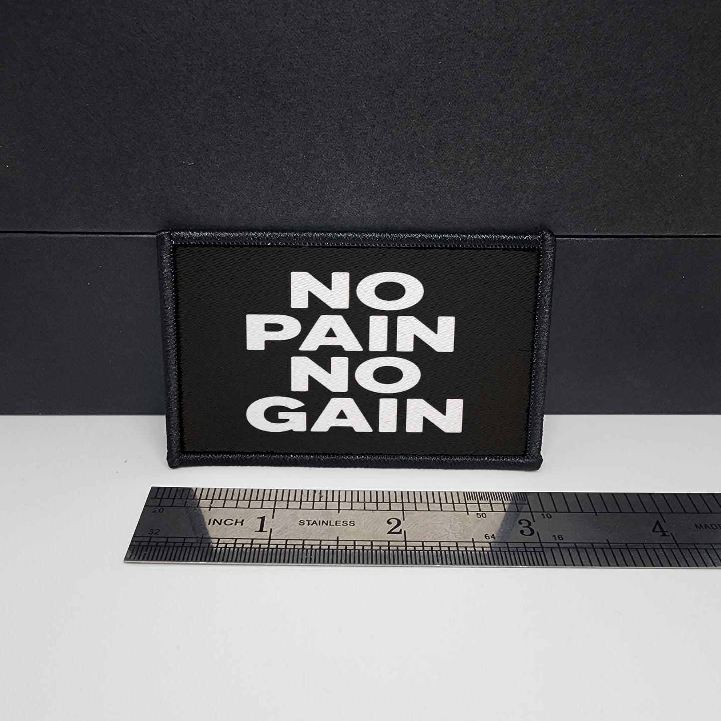 CAPS LOCK ORIGINAL - morale patch - 2x3 inch – hook and loop - iron-on - interchangeable patch - hat - bag - sports - Patch with words No pain no gain