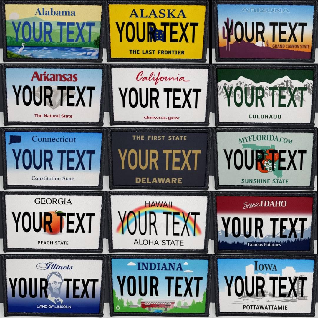 State License Plates Morale Patch Custom Camping Patches Sublimated 2x3 Inch