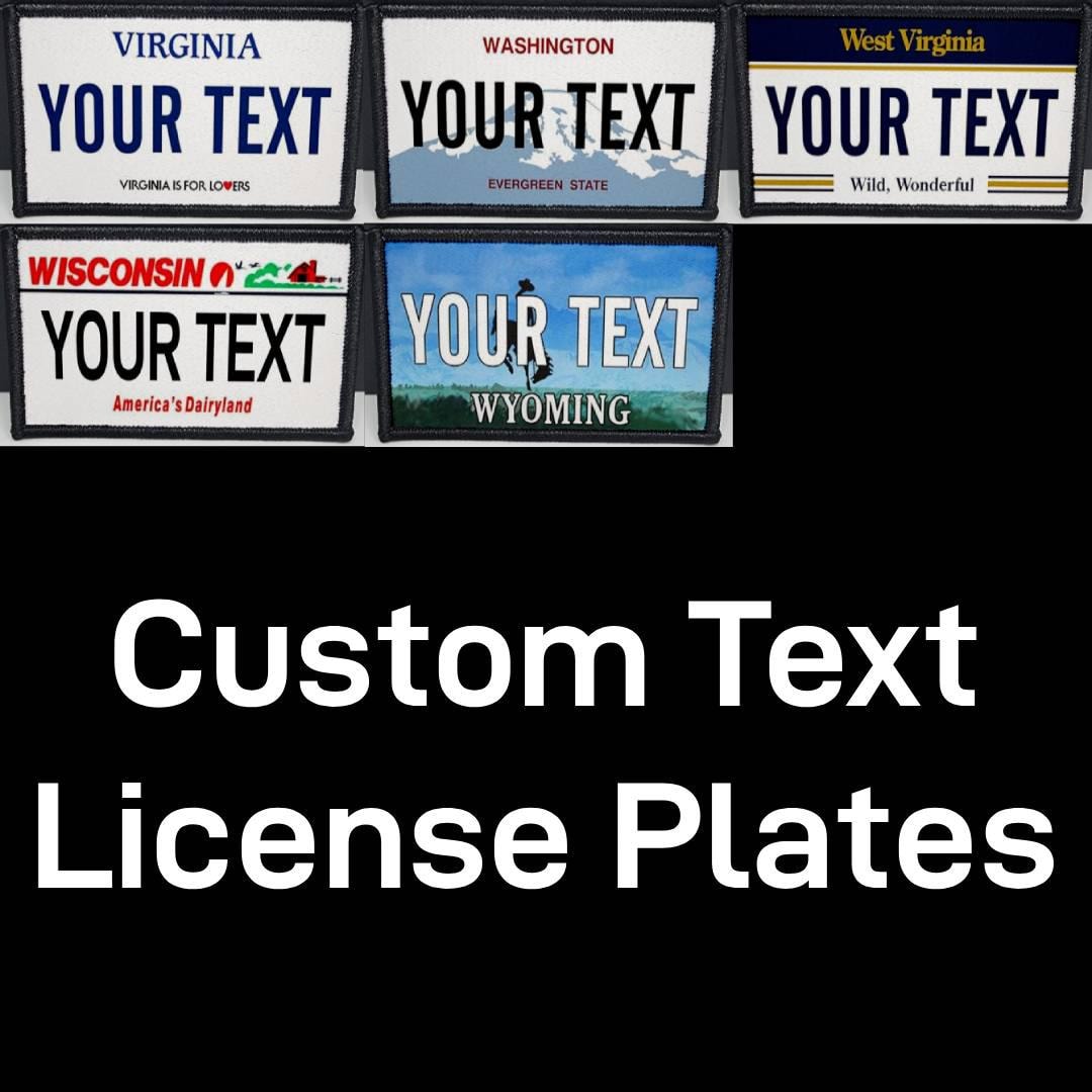 State License Plates Morale Patch Custom Camping Patches Sublimated 2x3 Inch
