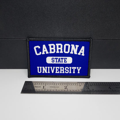 CAPS LOCK ORIGINAL – Cabrona State University - College - morale patch – Mexican - Mexicana - Mexico - Flag - MX - Funny - Meme - 2x3 inch – hook and loop - iron-on  – interchangeable patch hat