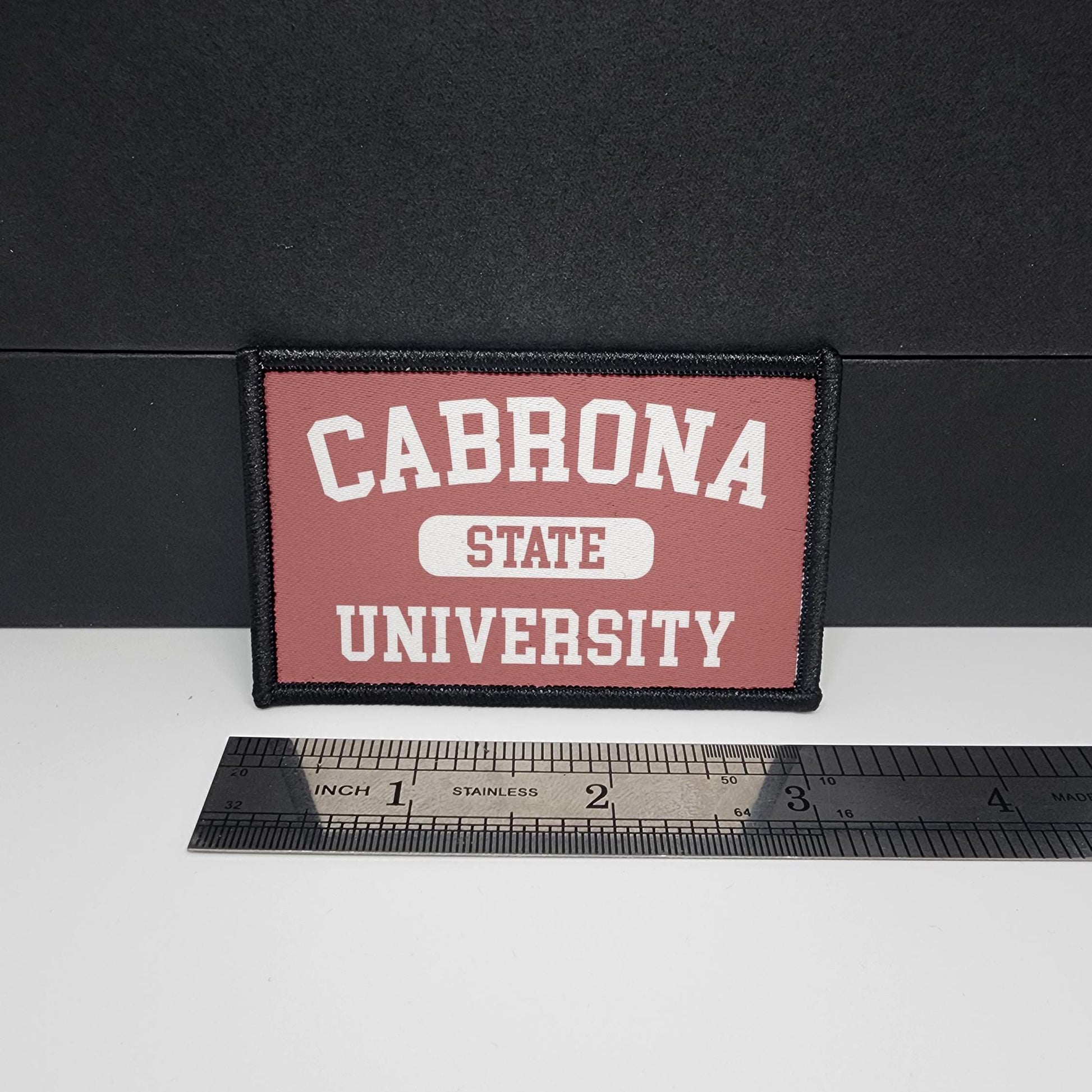 CAPS LOCK ORIGINAL – Cabrona State University - College - morale patch – Mexican - Mexicana - Mexico - Flag - MX - Funny - Meme - 2x3 inch – hook and loop - iron-on  – interchangeable patch hat