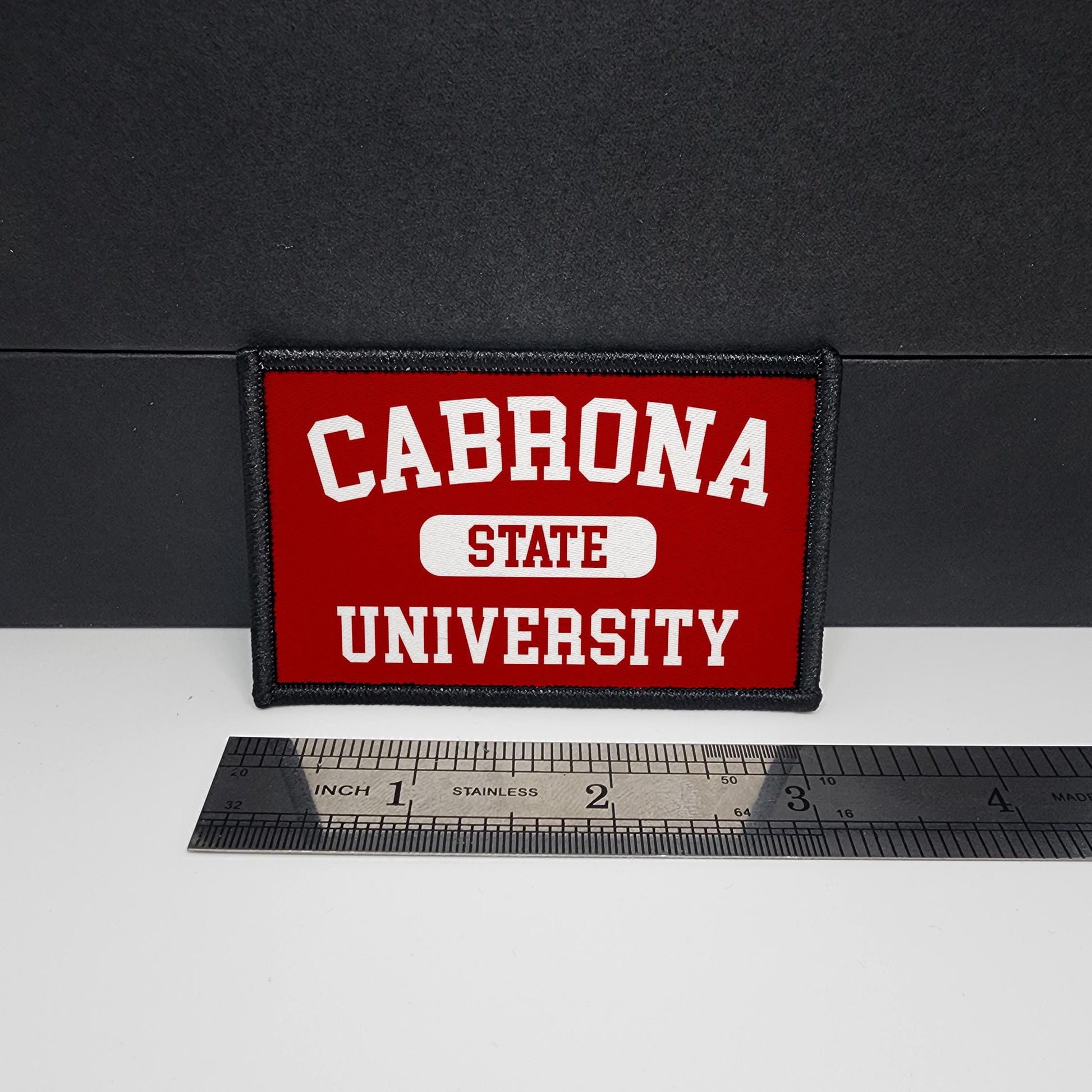 CAPS LOCK ORIGINAL – Cabrona State University - College - morale patch – Mexican - Mexicana - Mexico - Flag - MX - Funny - Meme - 2x3 inch – hook and loop - iron-on  – interchangeable patch hat