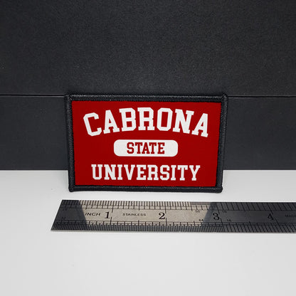 CAPS LOCK ORIGINAL – Cabrona State University - College - morale patch – Mexican - Mexicana - Mexico - Flag - MX - Funny - Meme - 2x3 inch – hook and loop - iron-on  – interchangeable patch hat