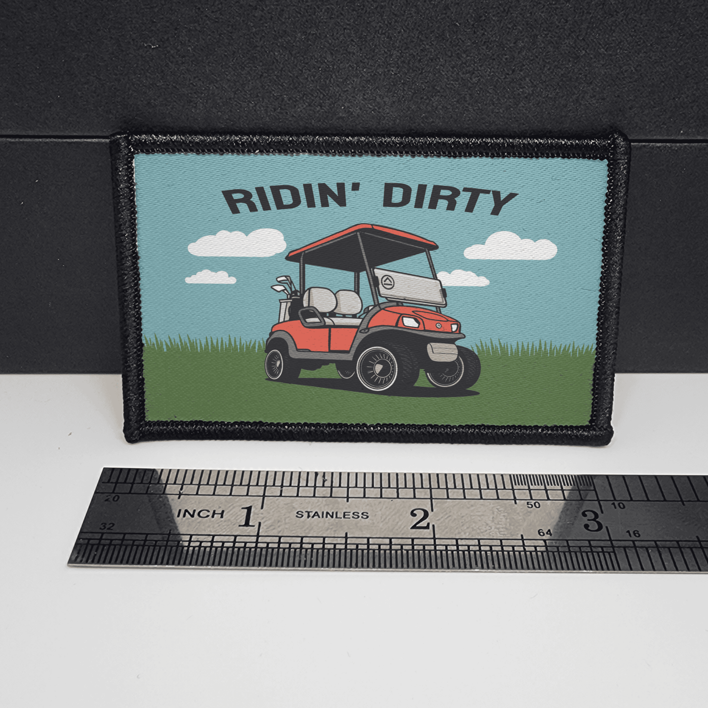 Golf Cart Golfing "Ridin' Dirty" Patch Funny Meme Morale Patch Custom Tactical 2x3 inch