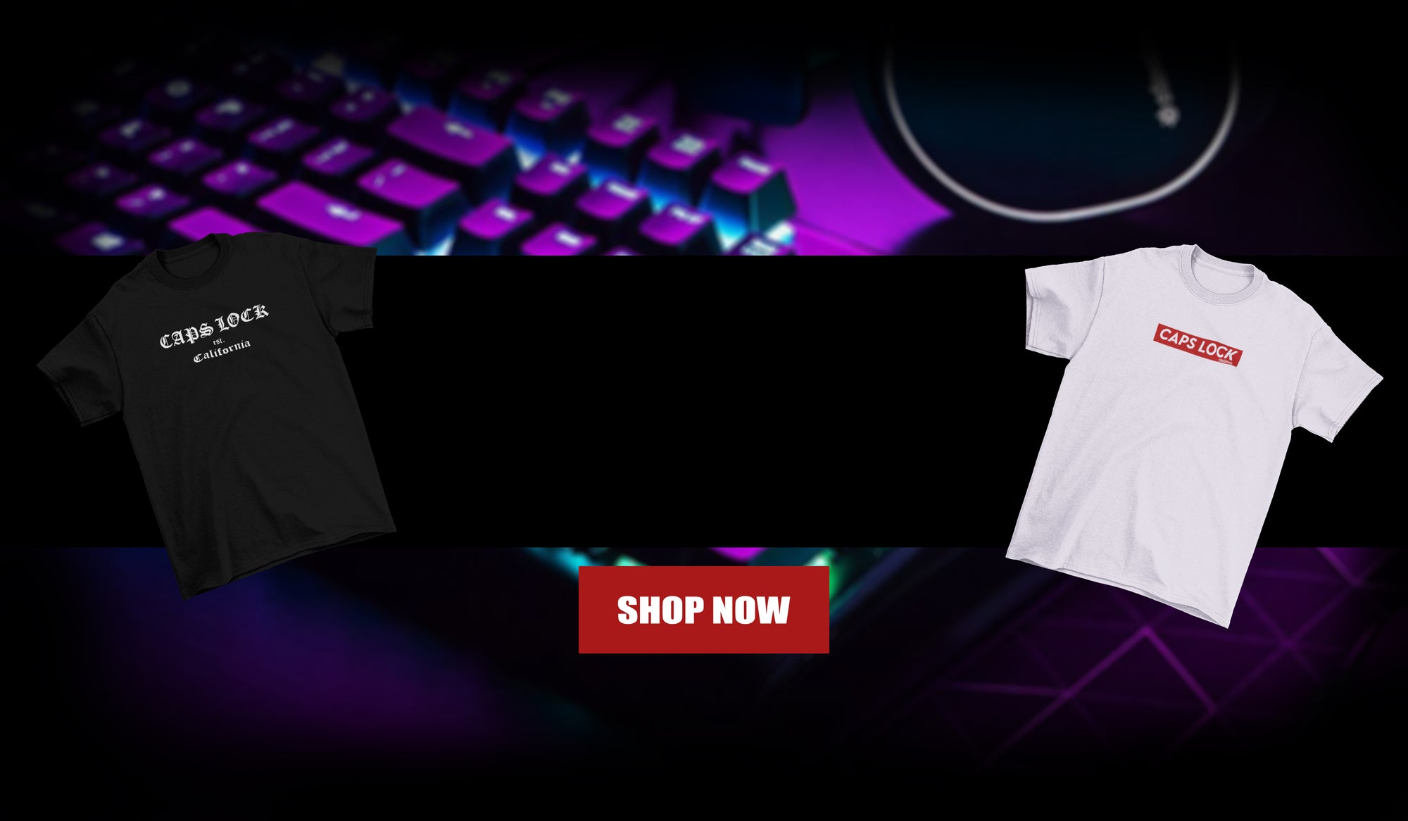 Discover our latest collection of CAPS LOCK ORIGINAL shirts with this captivating banner image, showcasing two trendy designs on display. Elevate your style game and make a bold statement with our premium quality shirts. This image is optimized to enhance the user experience on our website.